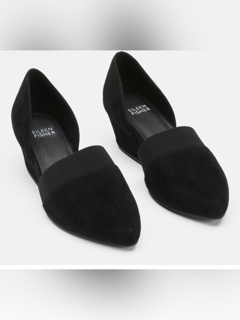 Eileen Fisher Hilly Suede d'Orsay Pointed Toe Wedge Pumps Size 9,5